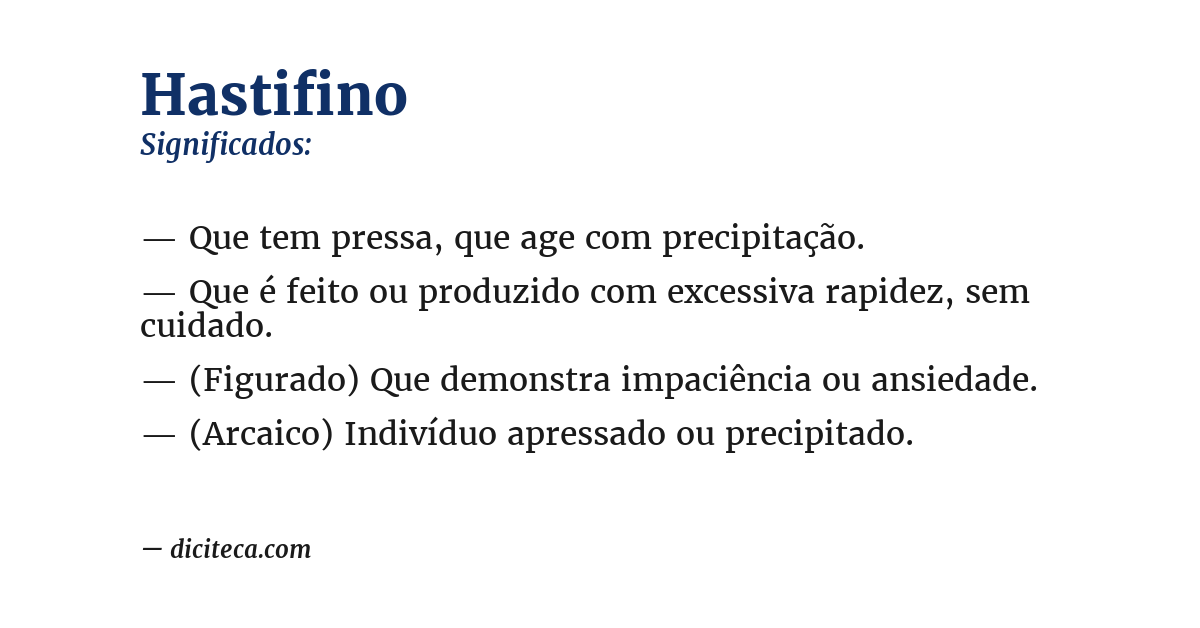 Significado de hastifino