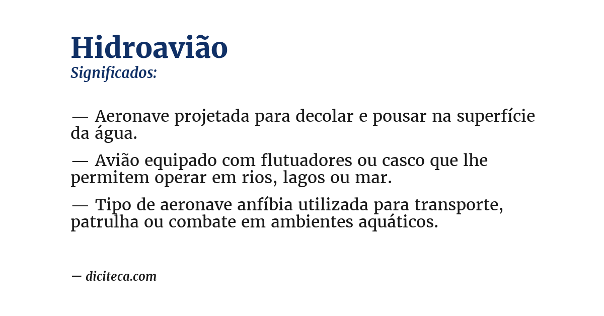 Significado de hidroavião