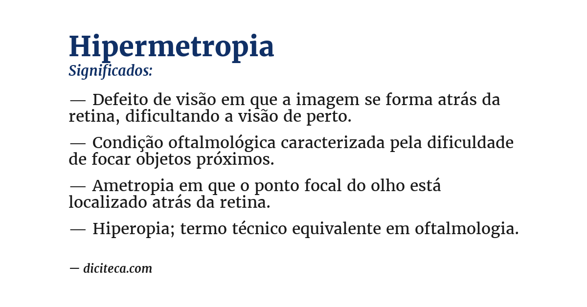 Significado de hipermetropia