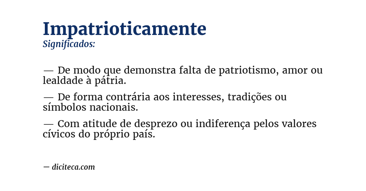Significado de impatrioticamente