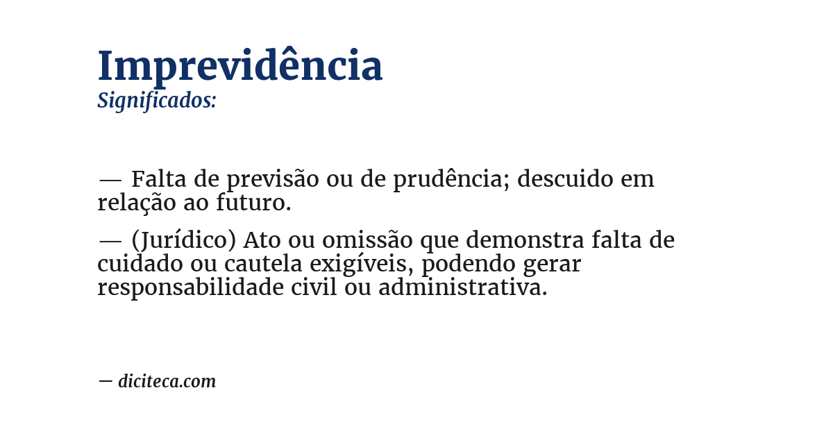 Significado de imprevidência