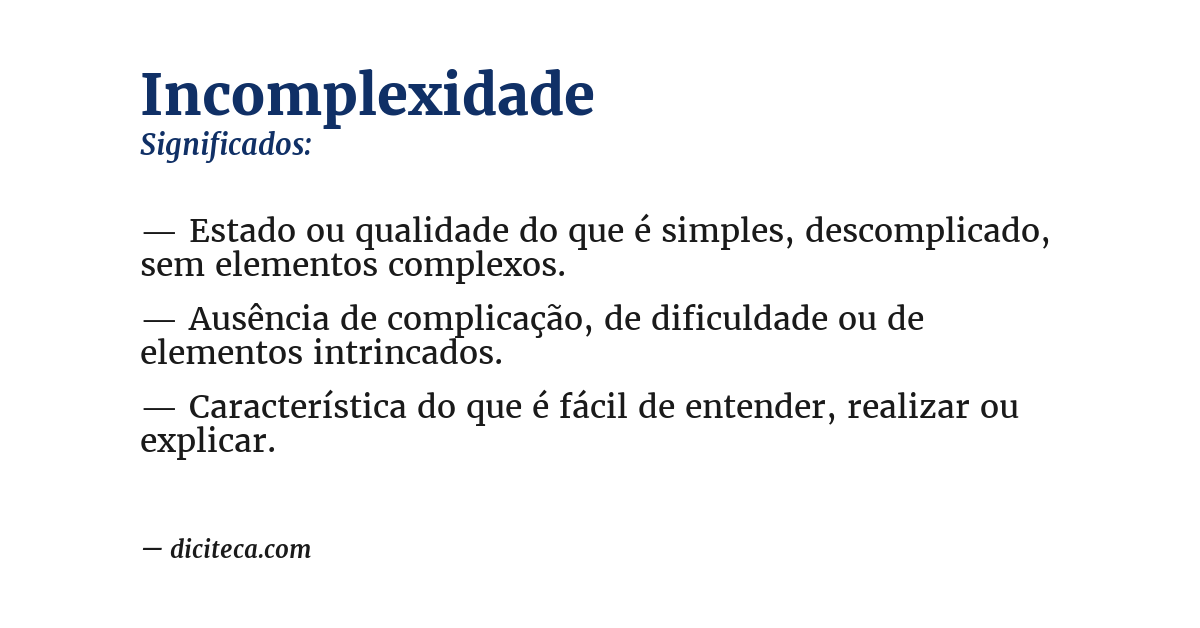 Significado de incomplexidade