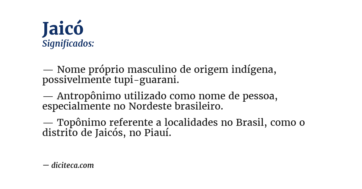 Significado de jaicó