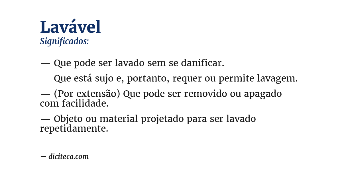 Significado de lavável