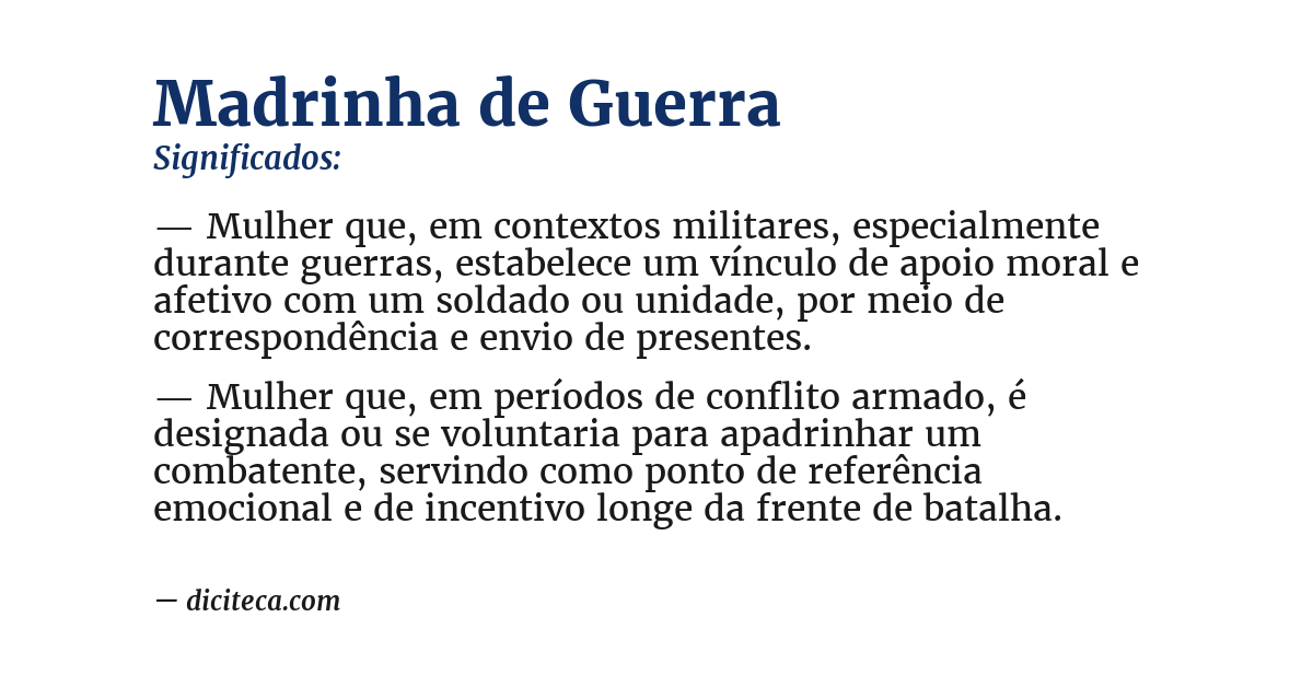Significado de madrinha de guerra