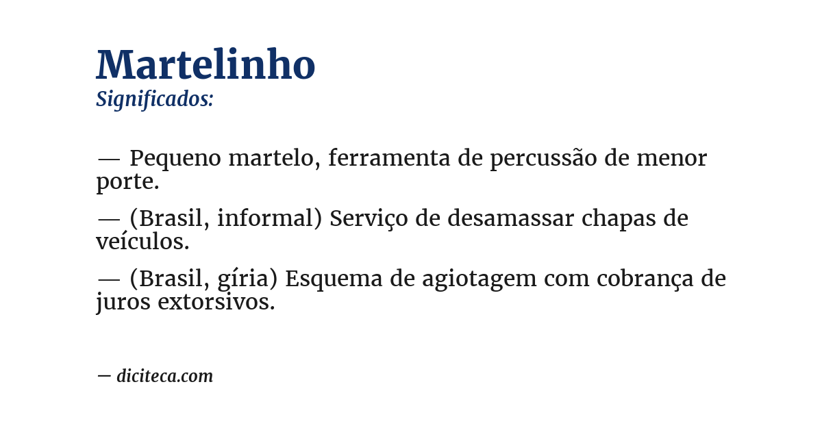 Significado de martelinho