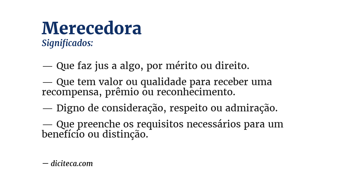 Significado de merecedora
