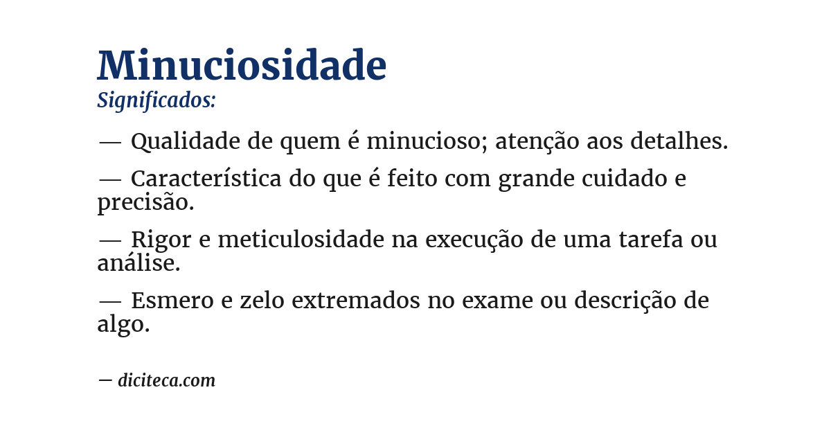 Significado de minuciosidade