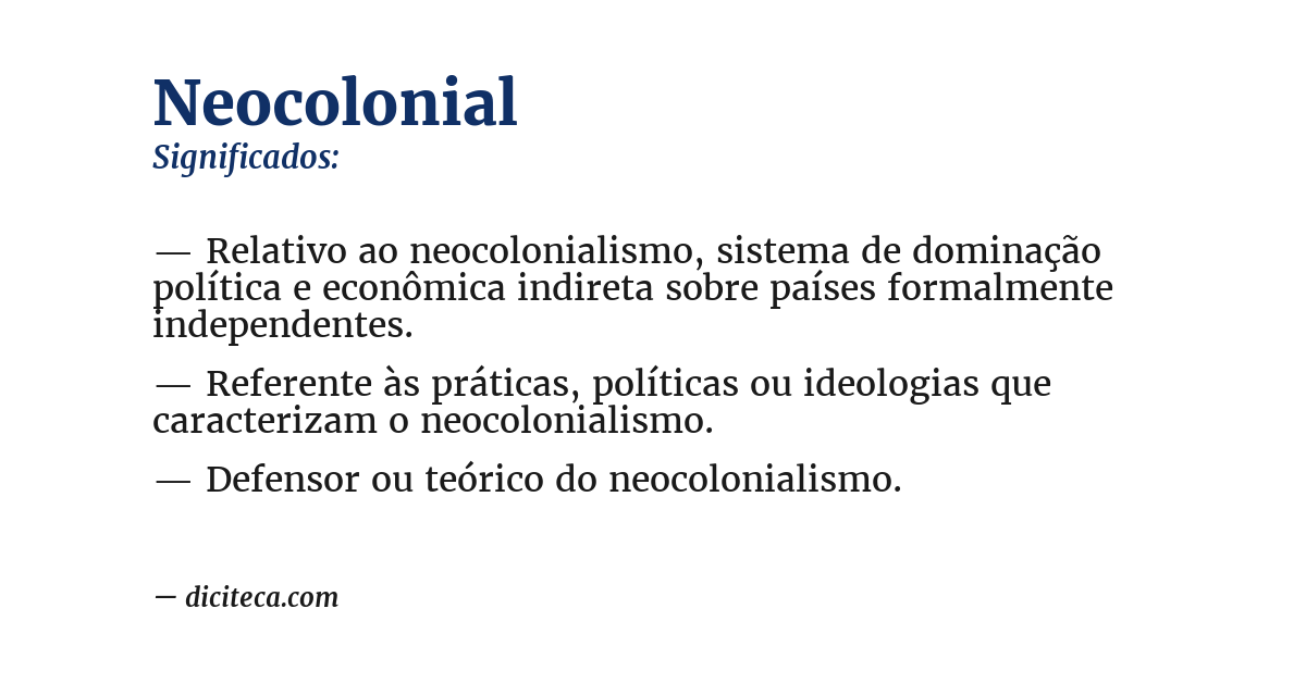 Significado de neocolonial