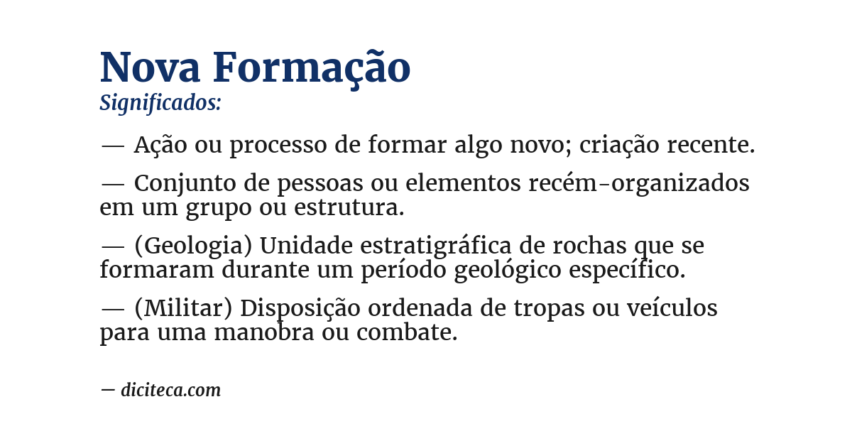 Significado de nova formação