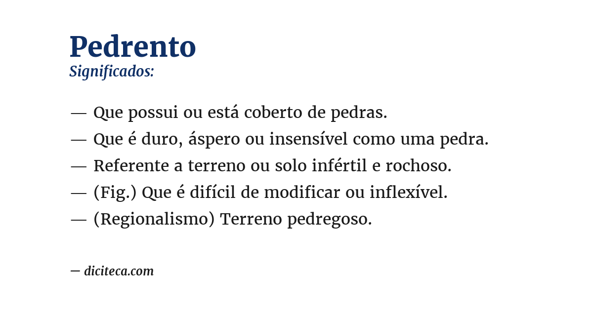 Significado de pedrento