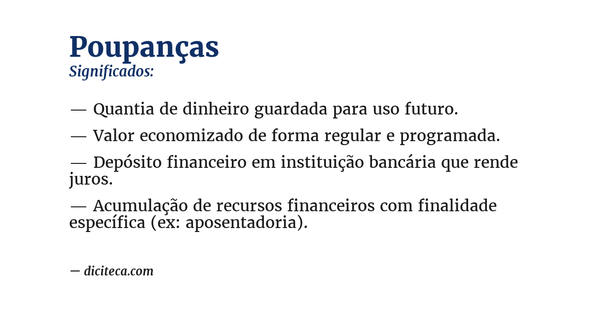 Significado de poupanças