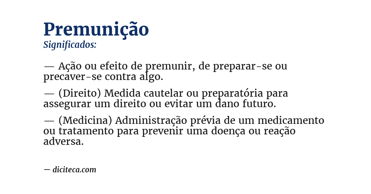 Significado de premunição
