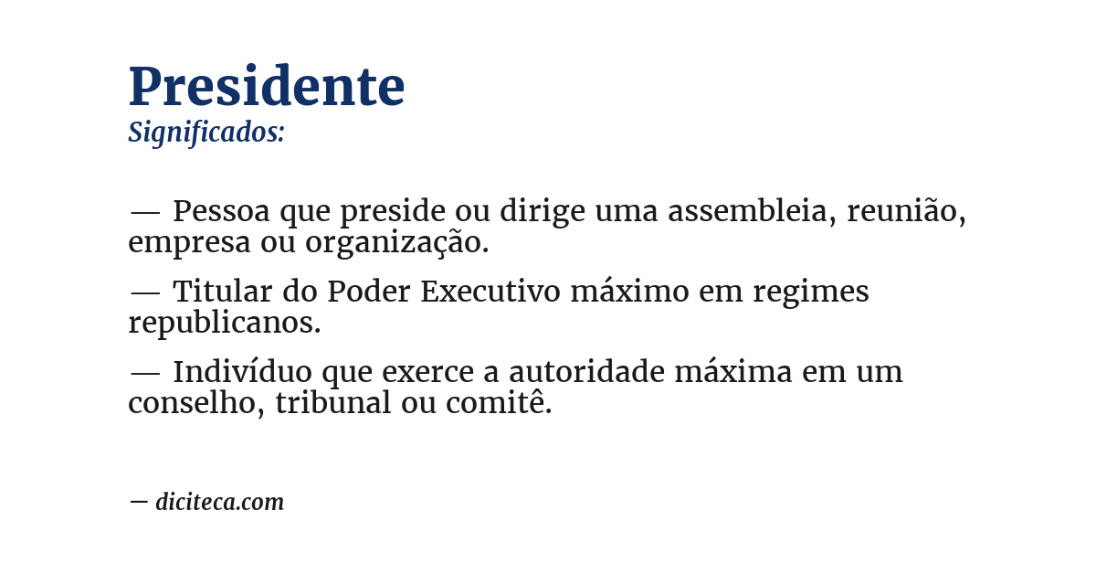 Significado de presidente