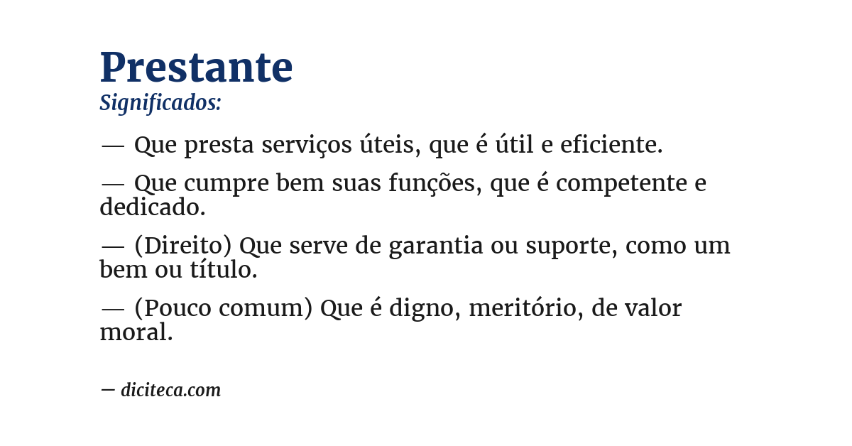 Significado de prestante