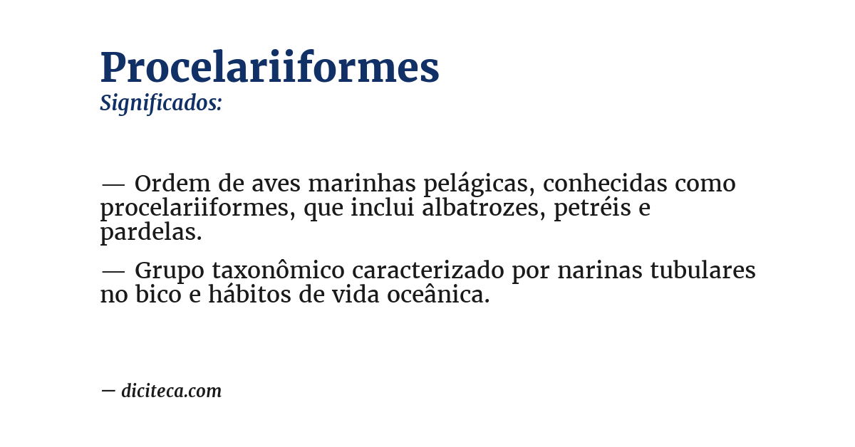 Significado de procelariiformes