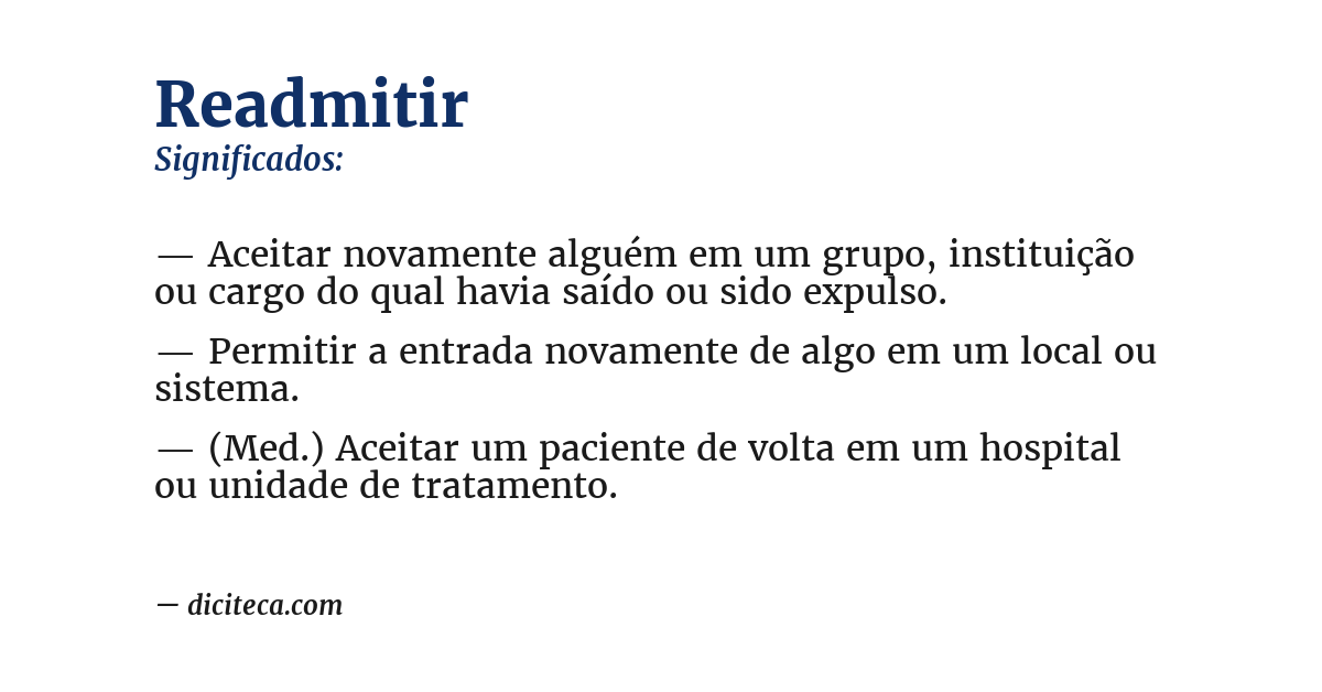 Significado de readmitir