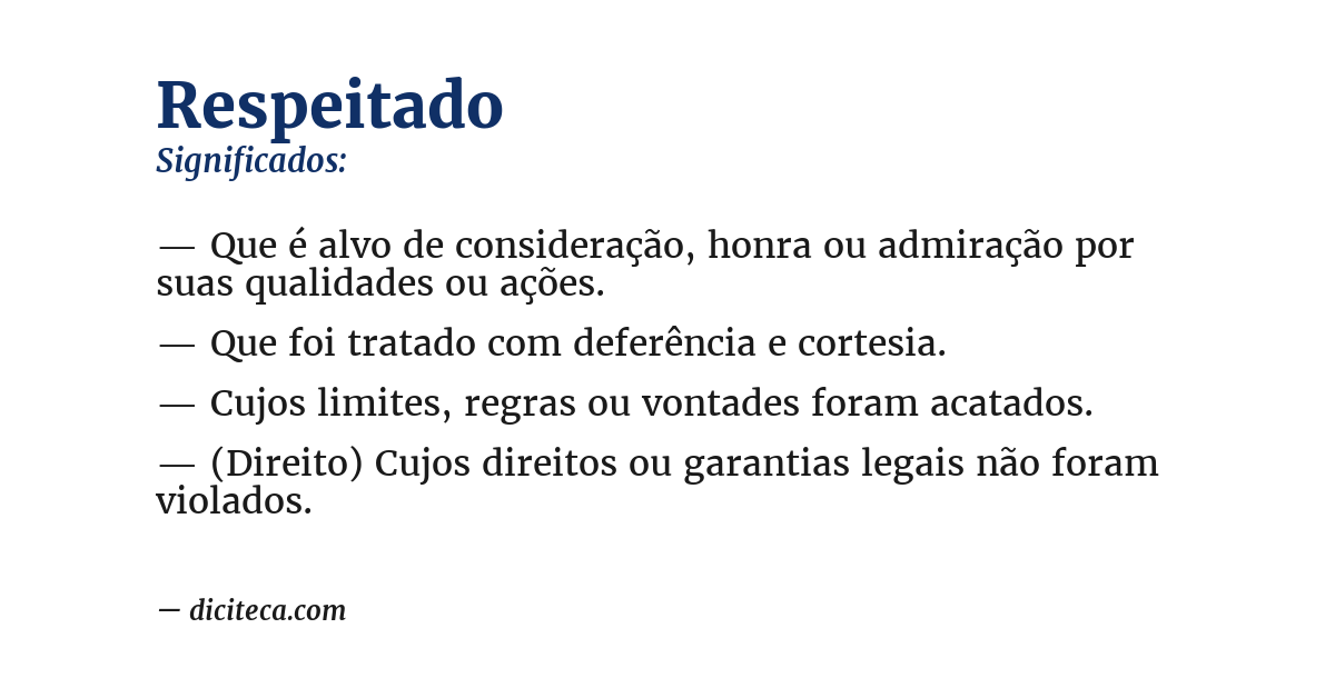 Significado de respeitado