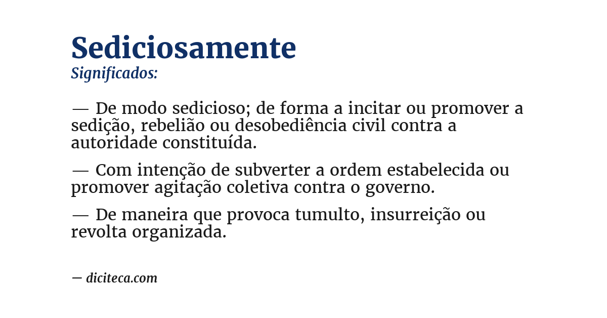 Significado de sediciosamente