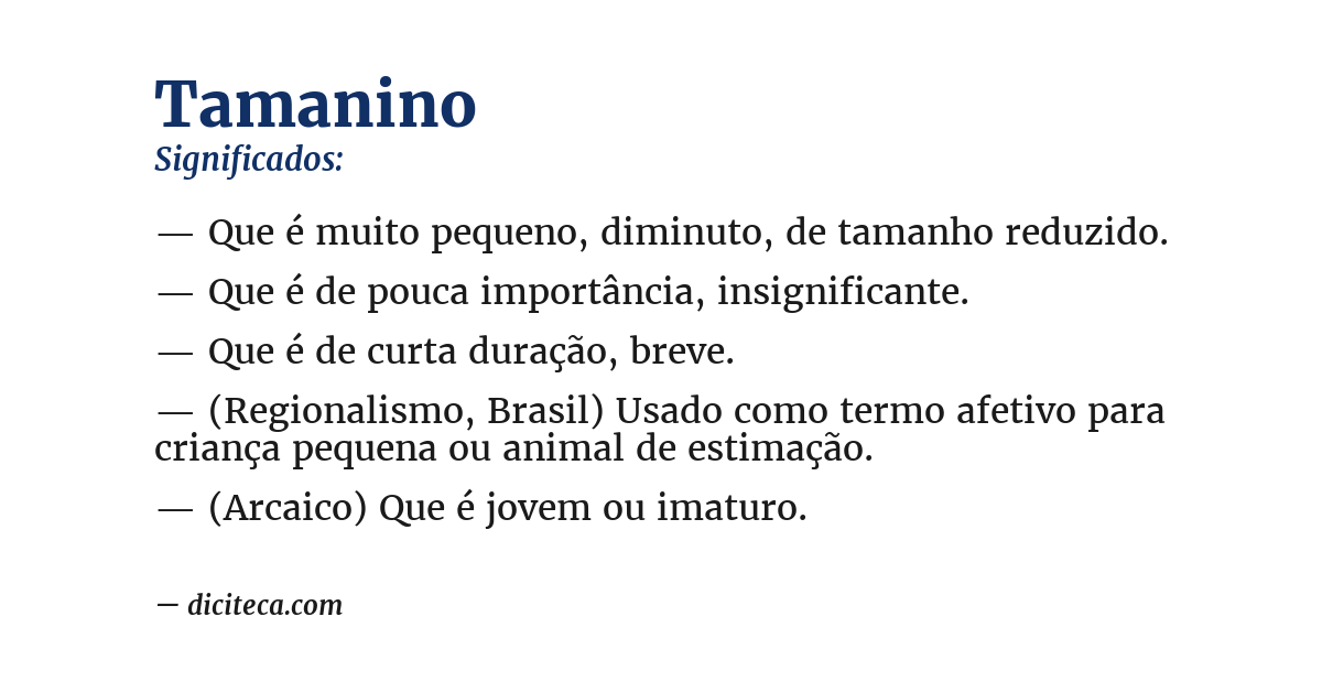 Significado de tamanino