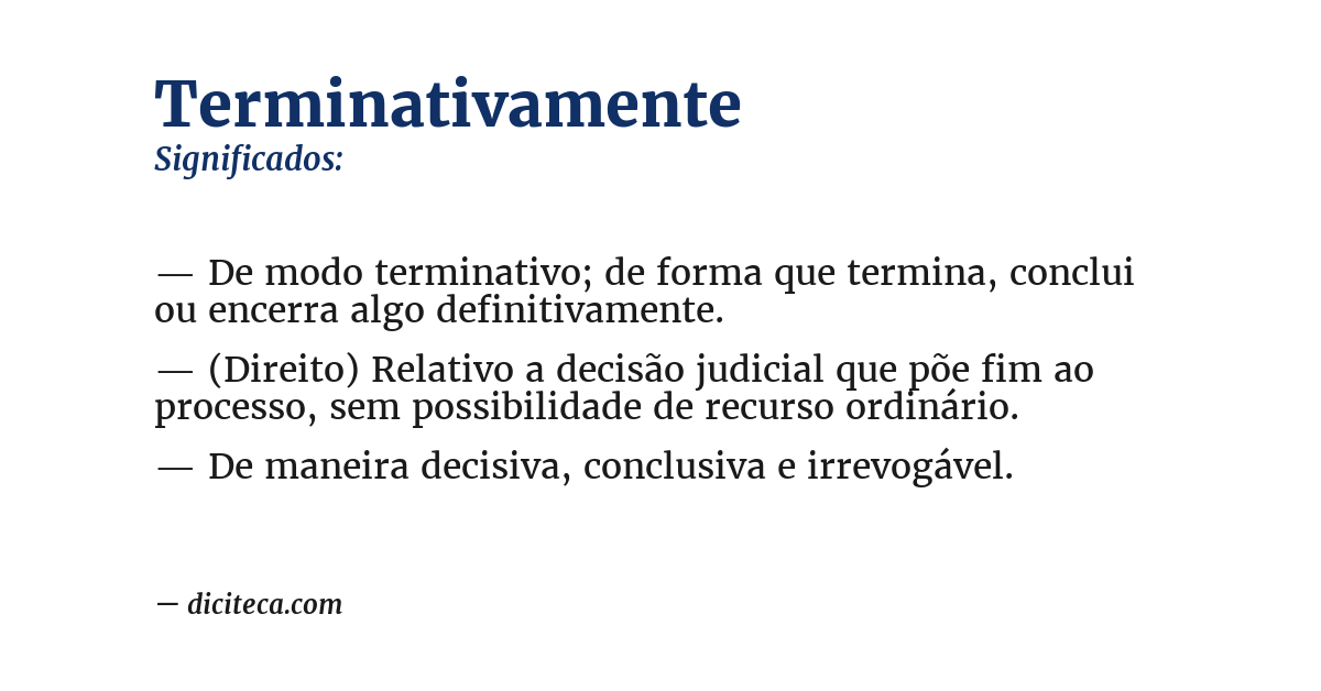 Significado de terminativamente