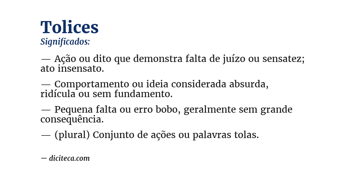 Significado de tolices