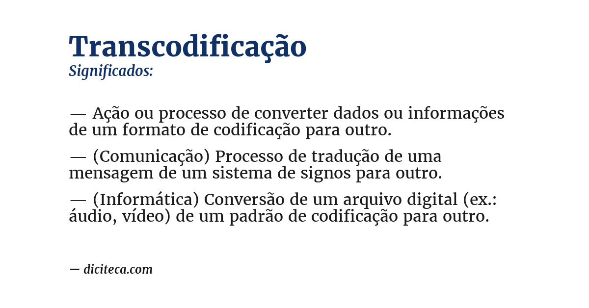 Significado de transcodificação
