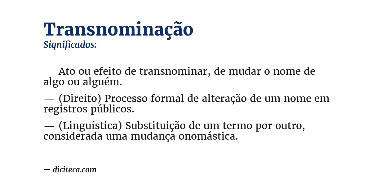 Significado de transnominação