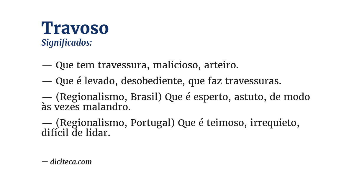 Significado de travoso