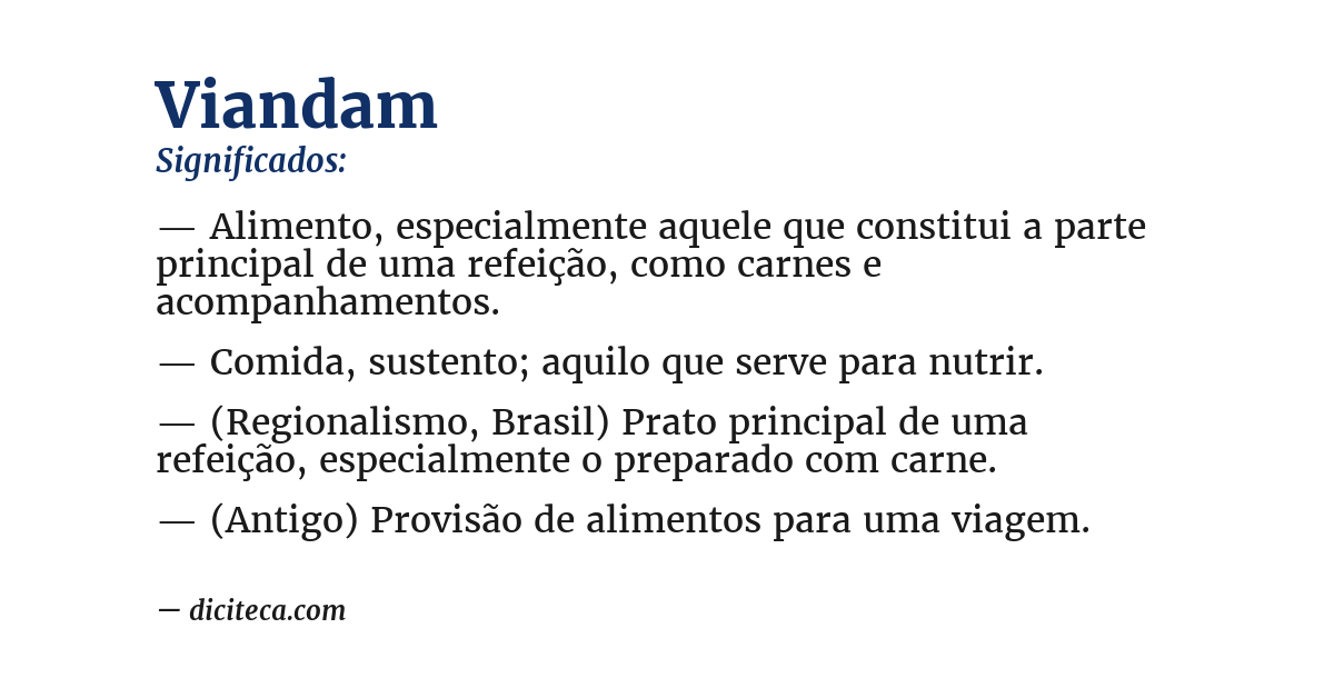 Significado de viandam