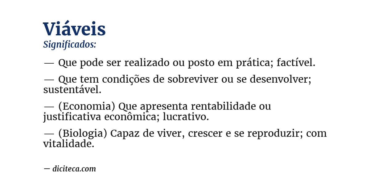 Significado de viáveis