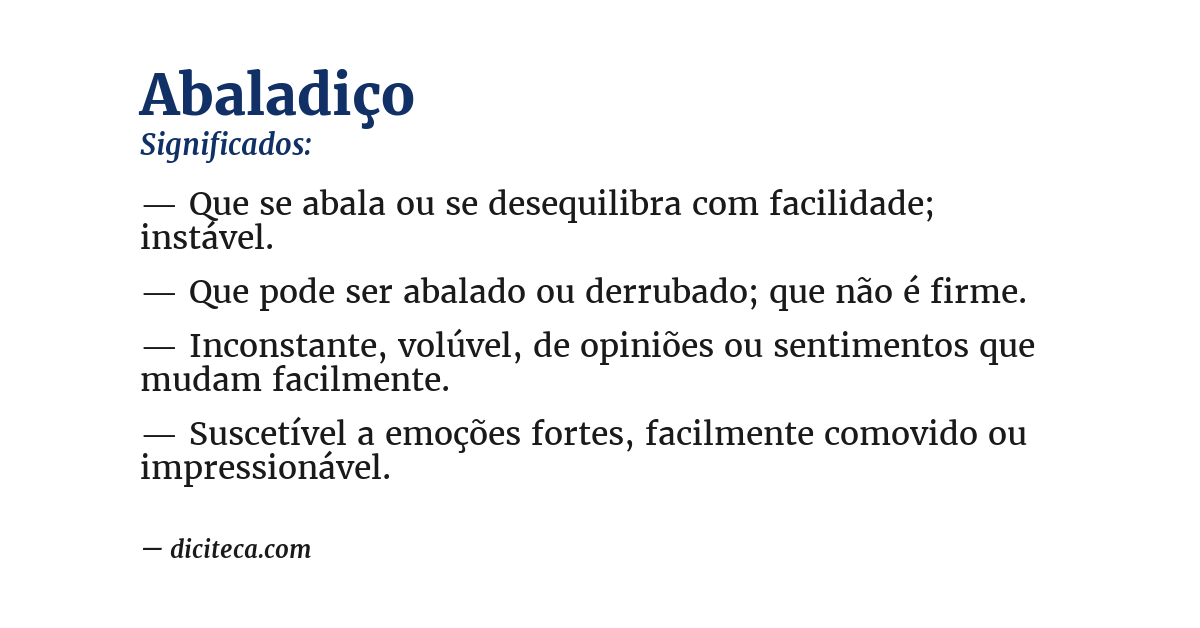 Significado de abaladiço