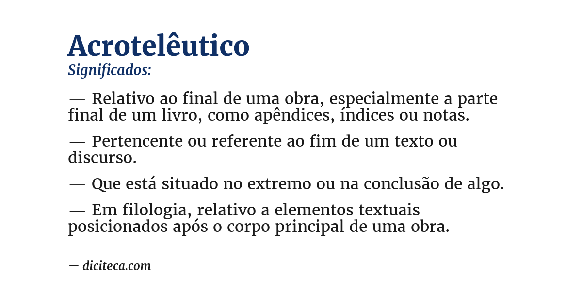 Significado de acrotelêutico