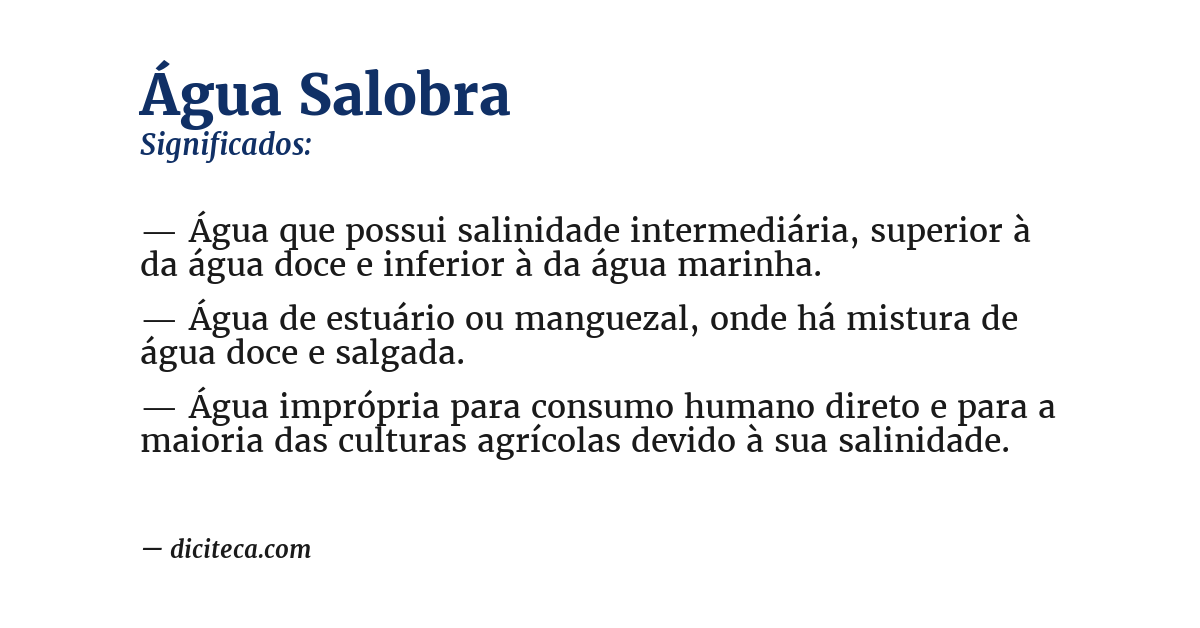 Significado de água salobra
