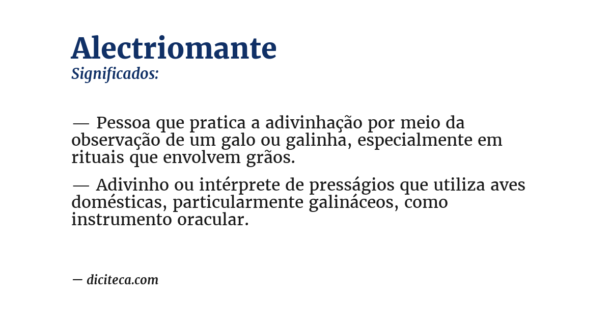 Significado de alectriomante