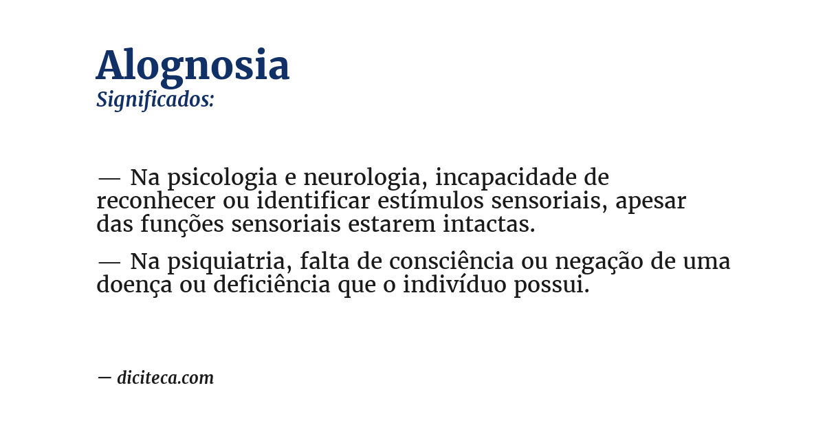 Significado de alognosia