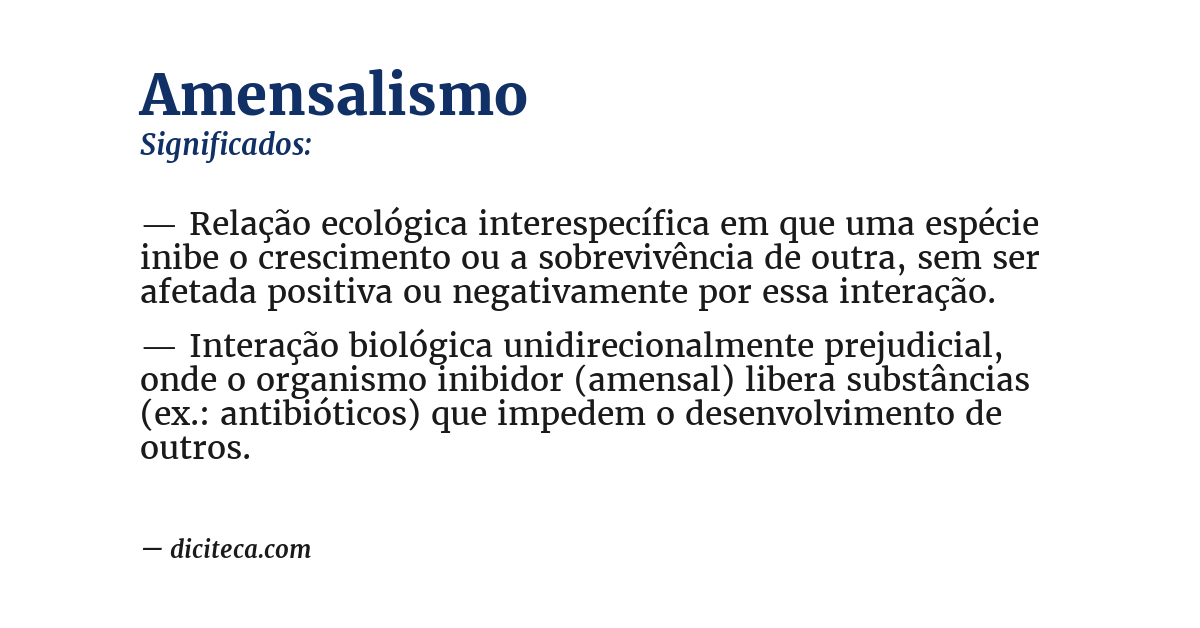Significado de amensalismo