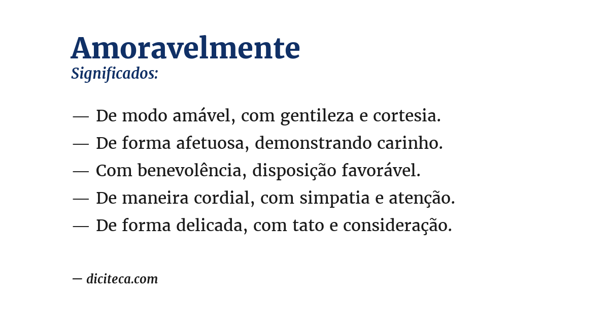 Significado de amoravelmente