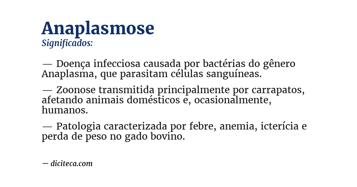 Significado de anaplasmose