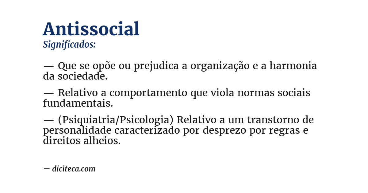 Significado de antissocial
