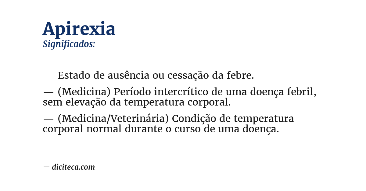 Significado de apirexia
