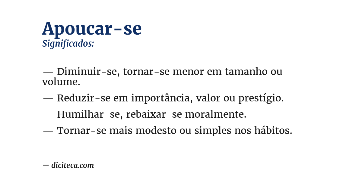 Significado de apoucar-se