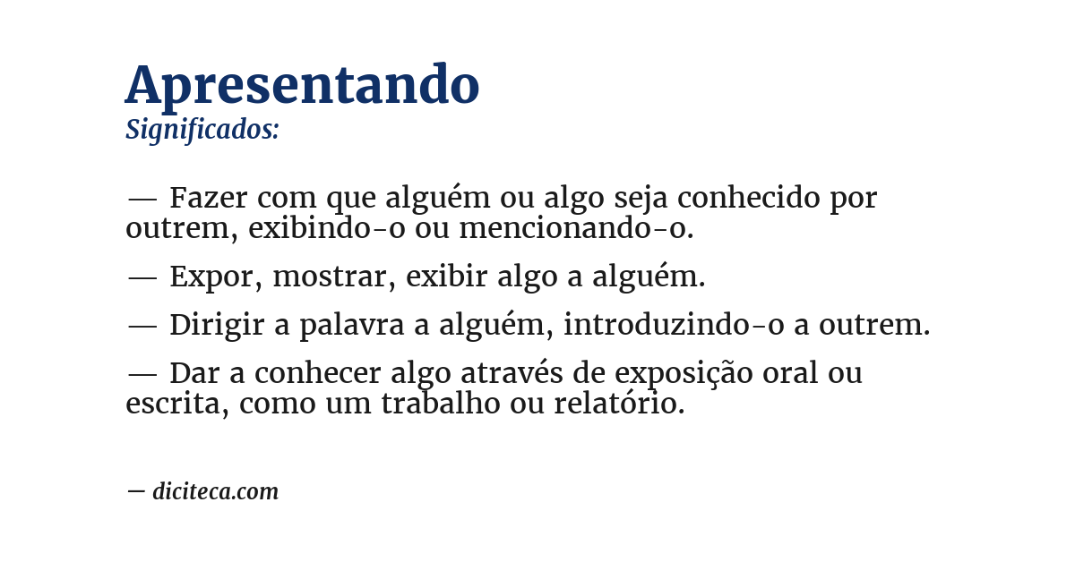 Significado de apresentando