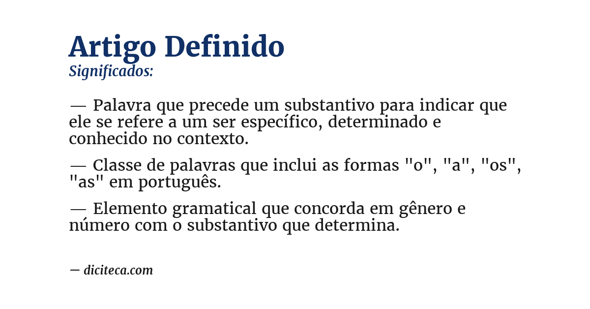Significado de artigo definido