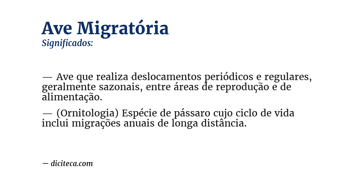 Significado de ave migratória