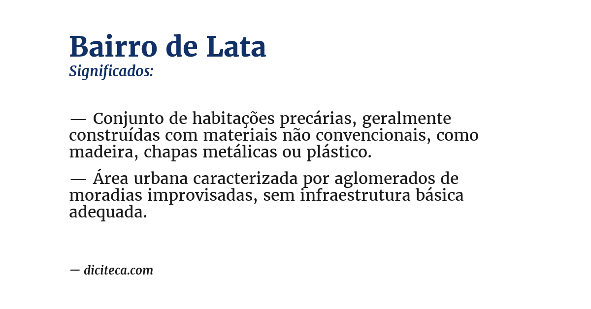Significado de bairro de lata