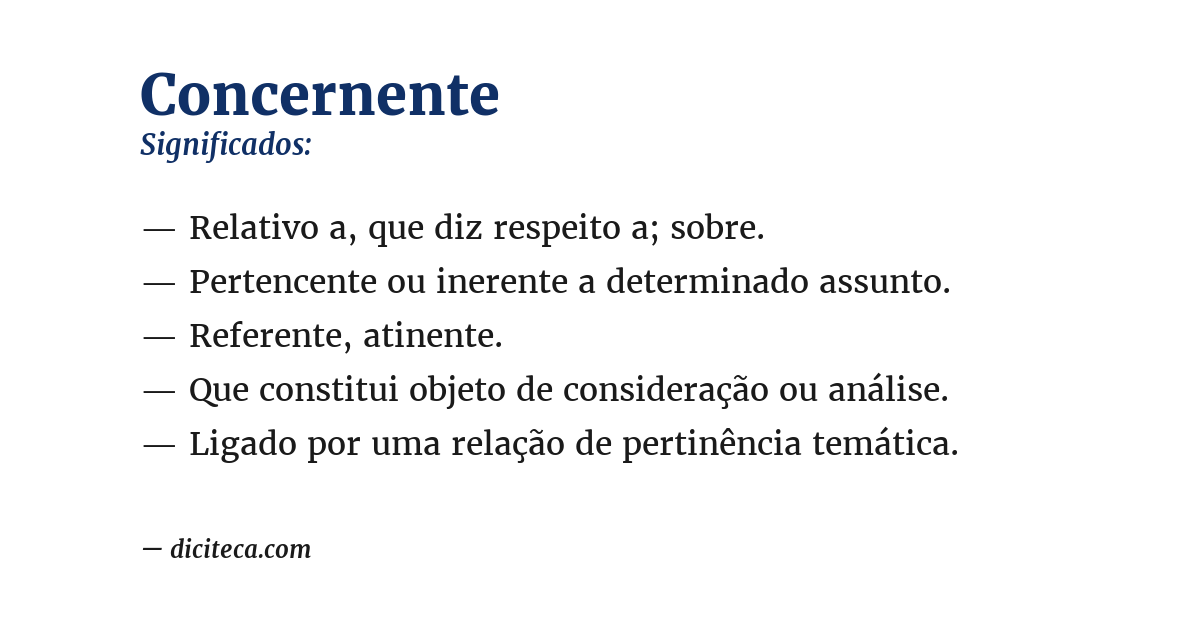 Significado de concernente