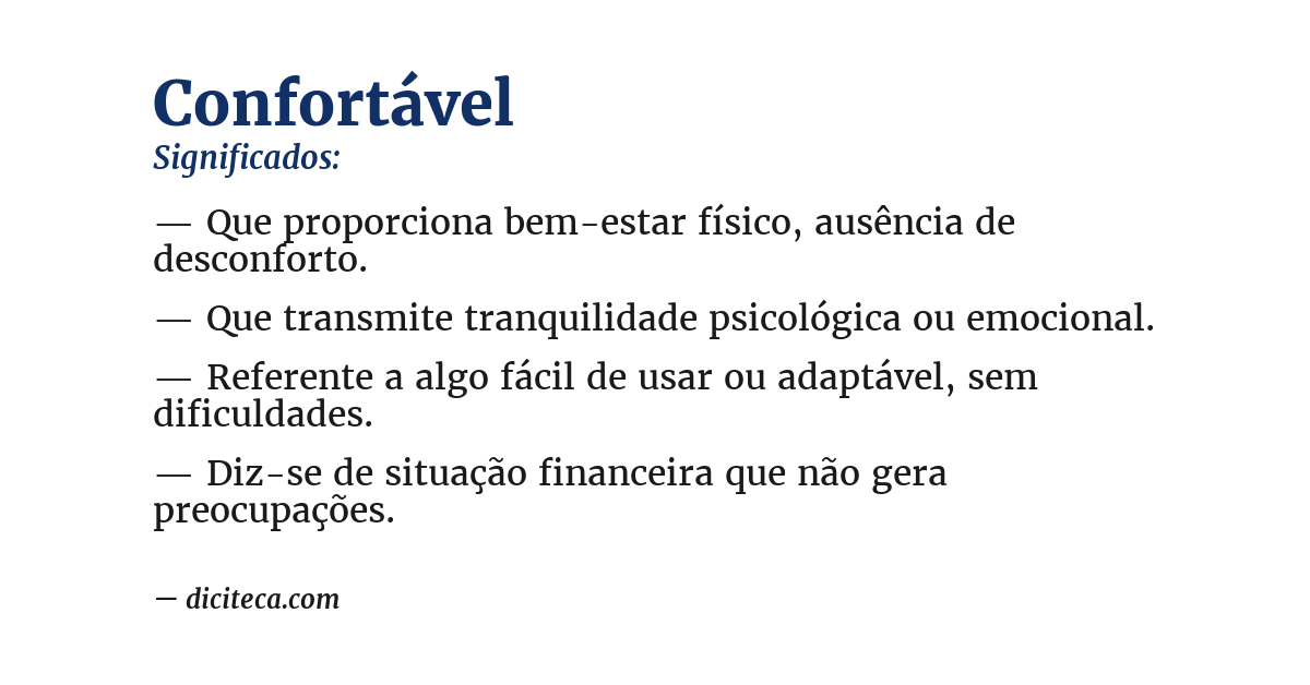Significado de confortável