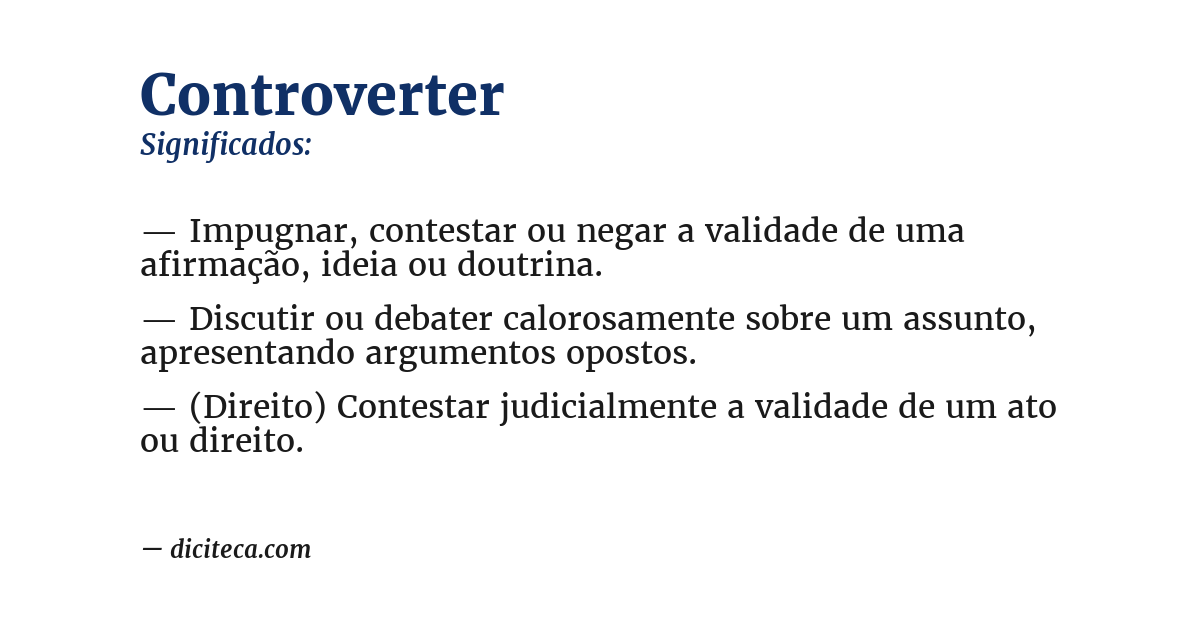 Significado de controverter