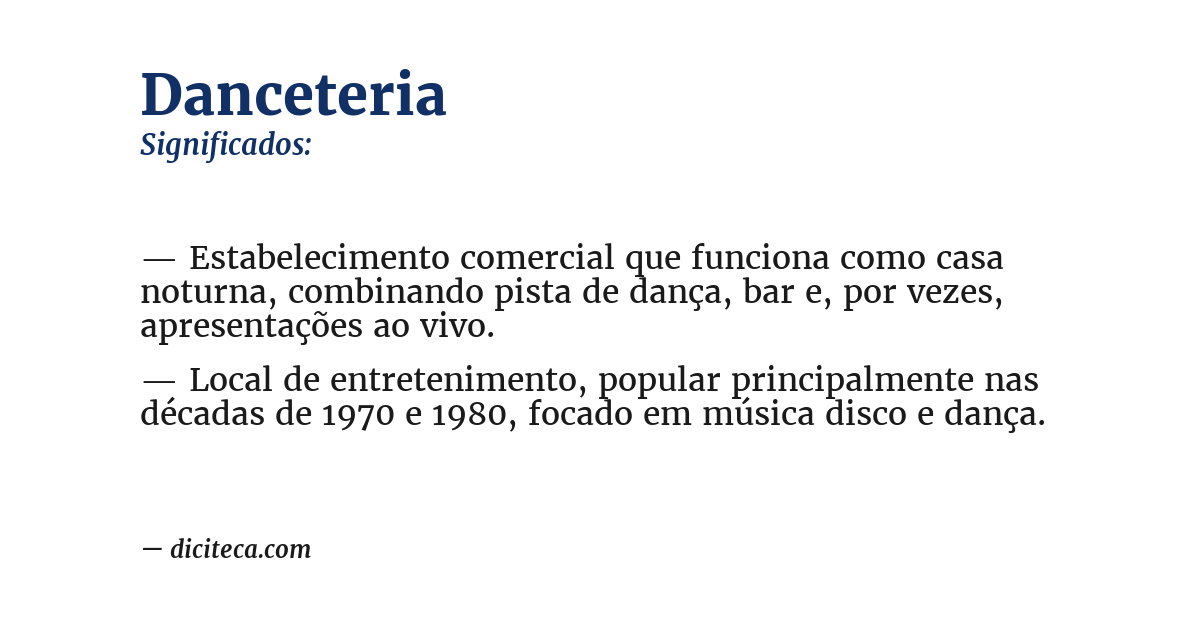 Significado de danceteria
